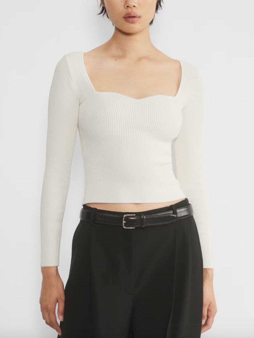 Aritzia Babaton Sculpt Knit Sweetheart Long Sleeve Top